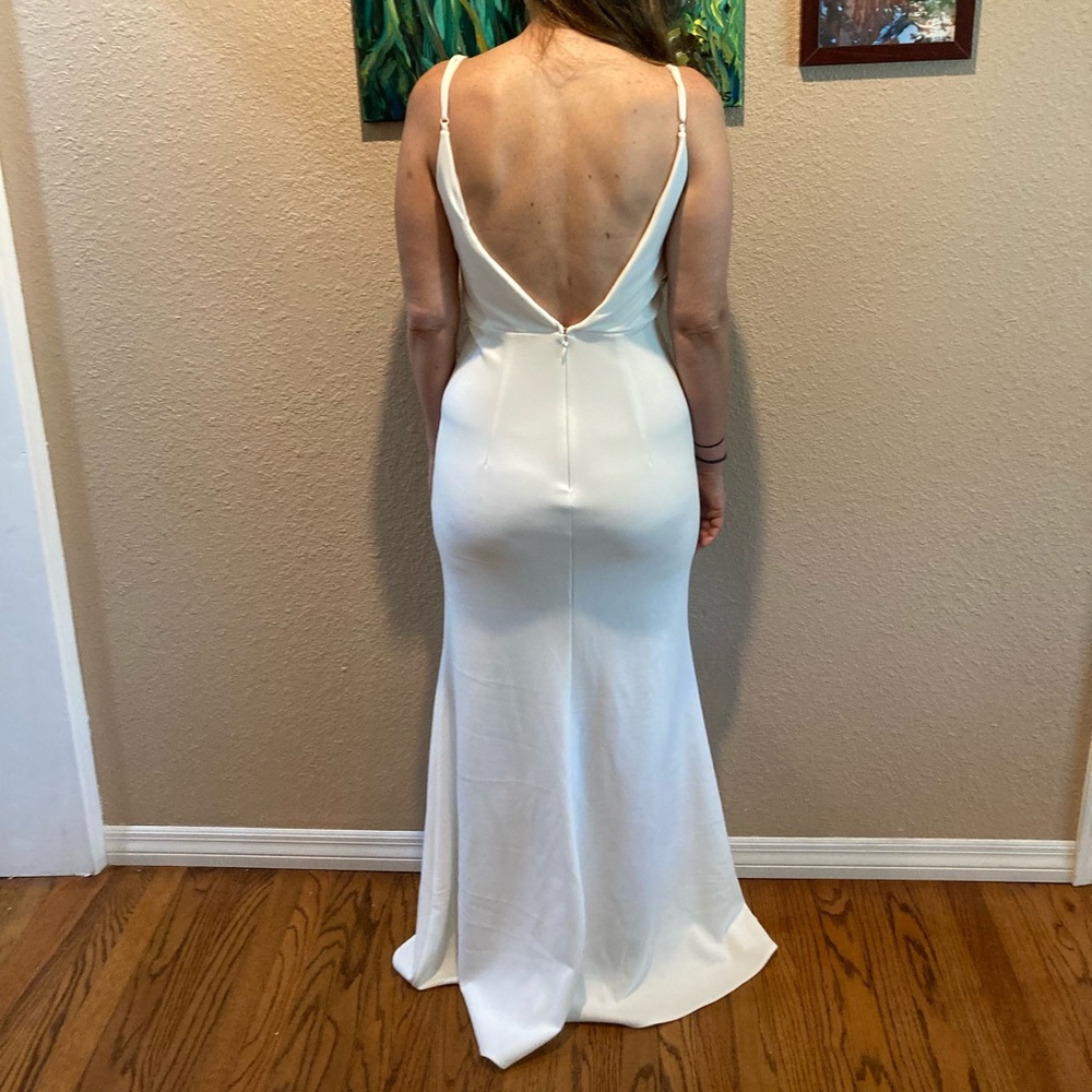 Lulu’s Infinite Glory white wedding dress with altered back sz L